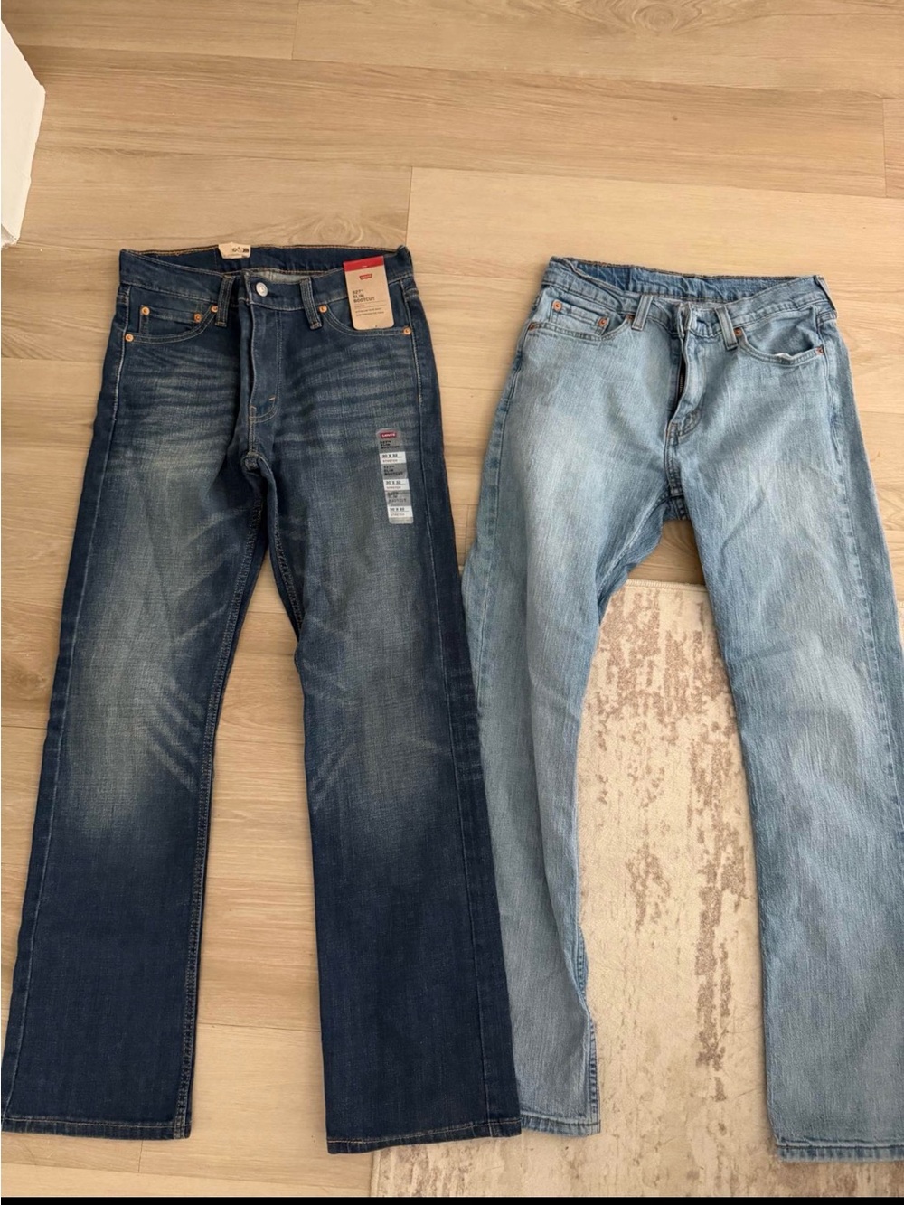 Levi's Straight Leg Jeans in Dark Indigo and Light Blue